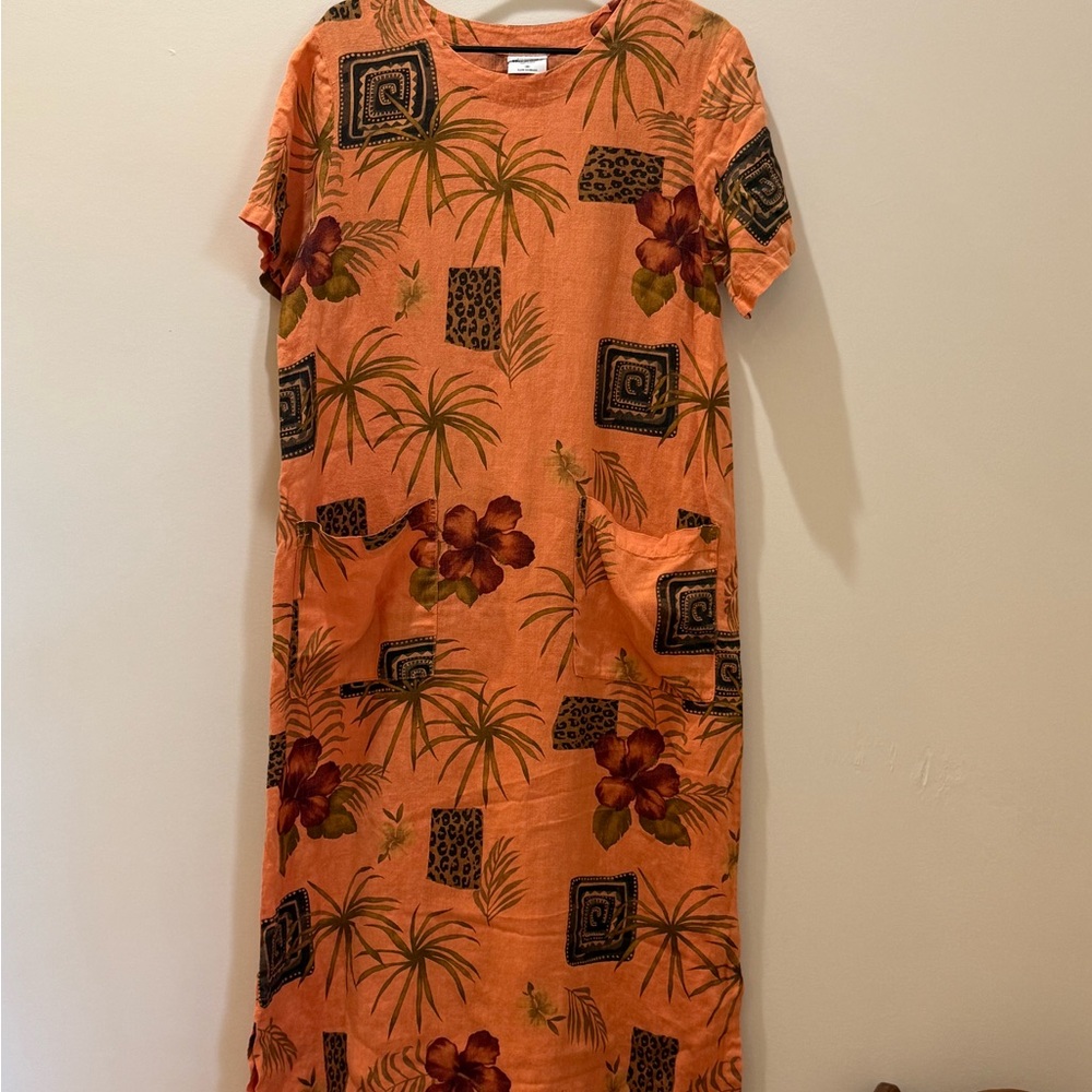 Threads Orange Linen Dress